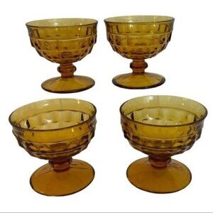 VINTAGE Champagne Sherbet Whitehall Amber Glasses by COLONY set of 4